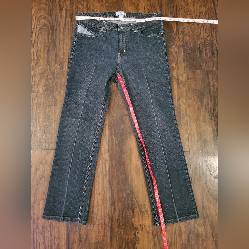 Ry Aizerse Jeans Sz 16 Womens Bootcut 2 Toned Dark Wash Crystal Embellished - Picture 7 of 9